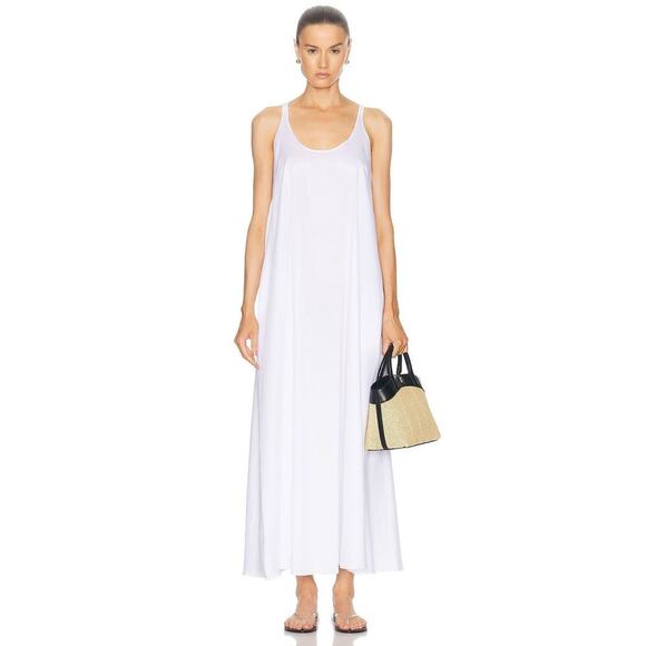 NWT LESET Yoko White Dress Casual Beach Vacation Maxi Tank Dress Cotton Size S - Picture 1 of 10